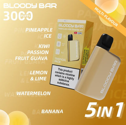 5 in 1 Bloody Bar 3000 Puffs Prefilled Pod  Box of 5