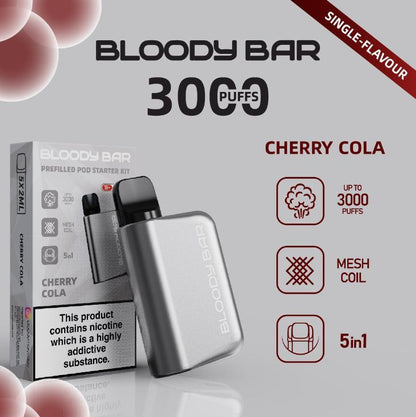 5 in 1 Bloody Bar 3000 Puffs Prefilled Pod  Box of 5