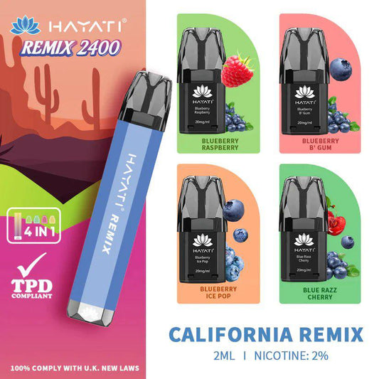 Hayati Remix 2400 Puffs 4 in 1 Disposable Vape Pod Kit (Pack of 10)