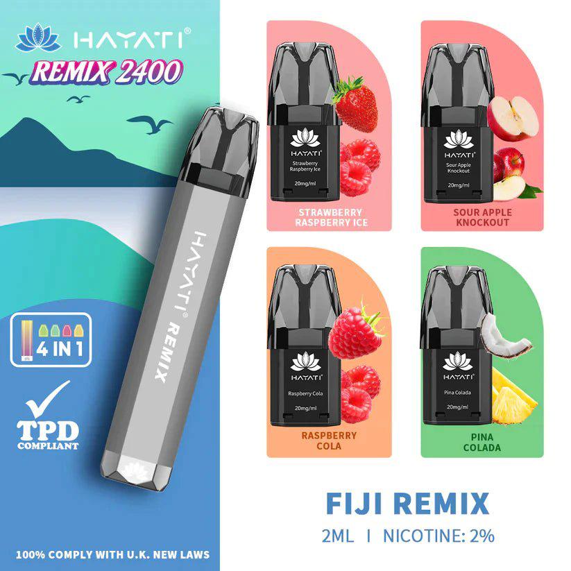 Hayati Remix 2400 Puffs 4 in 1 Disposable Vape Pod Kit (Pack of 10)