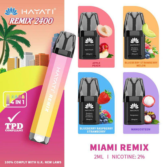 Hayati Remix 2400 Puffs 4 in 1 Disposable Vape Pod Kit (Pack of 10)